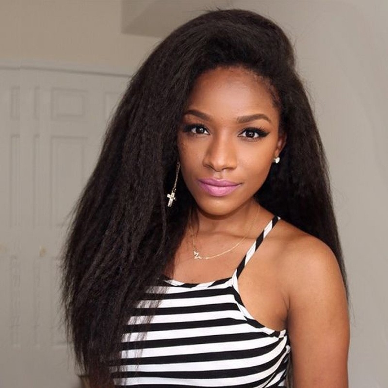 Lace Front Wigs Remy Hair Natural Black Kinky Straight Human Hair Reasonable Price Bleached Knots Natural Baby Hair