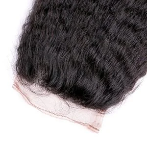 Alternative view of Kinky Straight Hair Bundles with Lace Closure, Yaki Straight Hair Weave Hair Human Lace Closure Human Hair