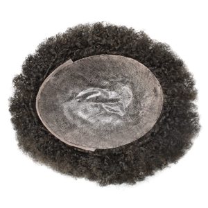 Pwigs Hairpiece Afro Toupee For Black Men Full Poly Skin Pu African American Curly Afro Wig 150% Density Toupee Hairpieces 10X8 Inch - Image 4