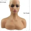 Realistic Female Mannequin Head with Shoulder Manikin PVC Head Bust Wig Head Stand for Wigs Display Making,Styling,Sunglasses,Necklace Earrings