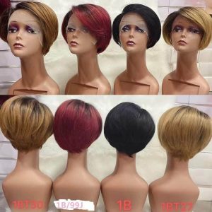 Short Pixie Cut Wig Short Bob Hair Wigs J part Transparent Lace Human Hair Wigs 150 Desnity Remy Hair For Women - Image 4