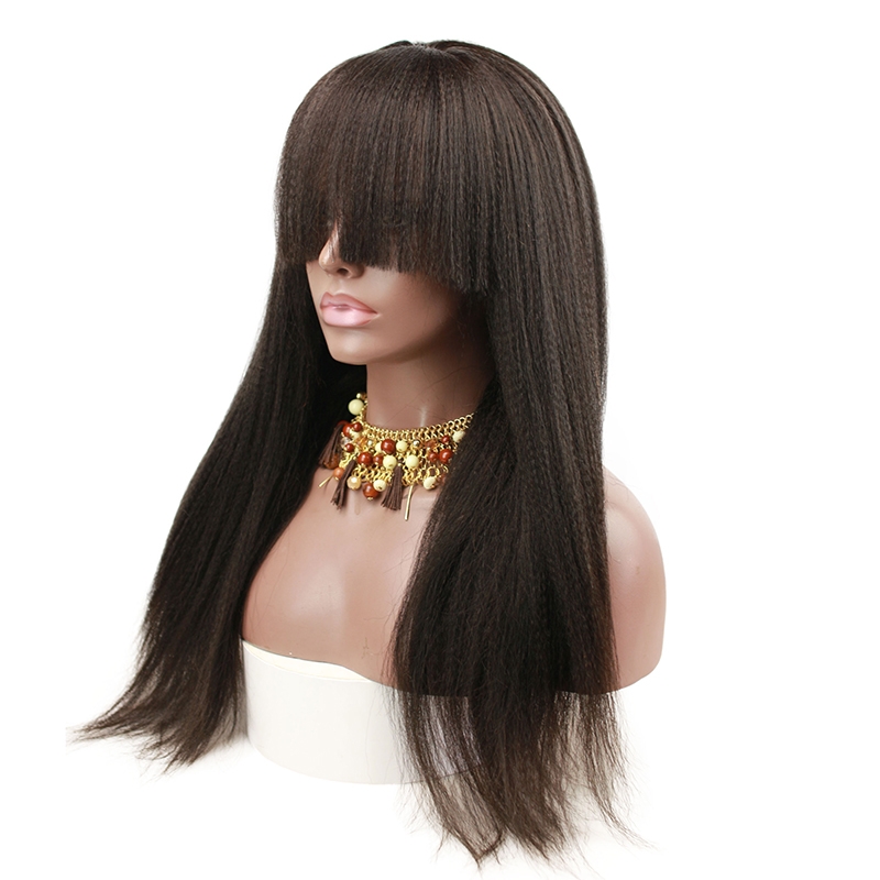 Pre Plucked Human Hair Lace Wigs With Bangs Italian Yaki Human Hair Wigs for Black Women with Baby Hair - Image 5