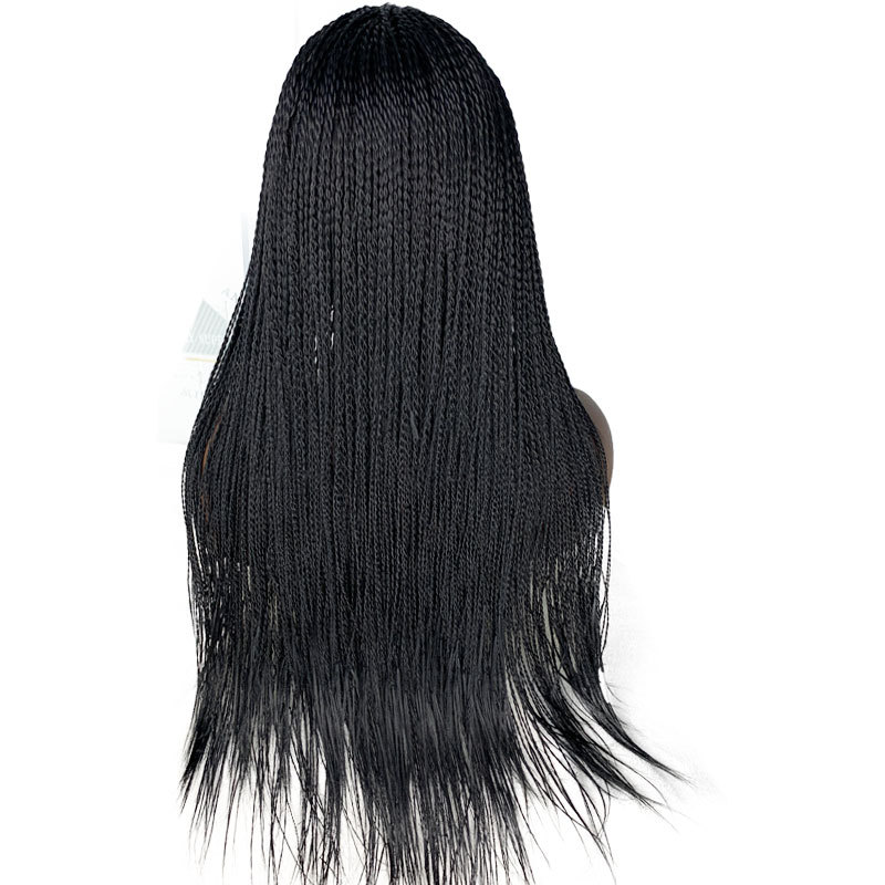 Black Color Hair Braided Box Braids Wigs High Temperature Fiber Hair Synthetic Lace Front Wig For Women Lace Wigs - Image 2