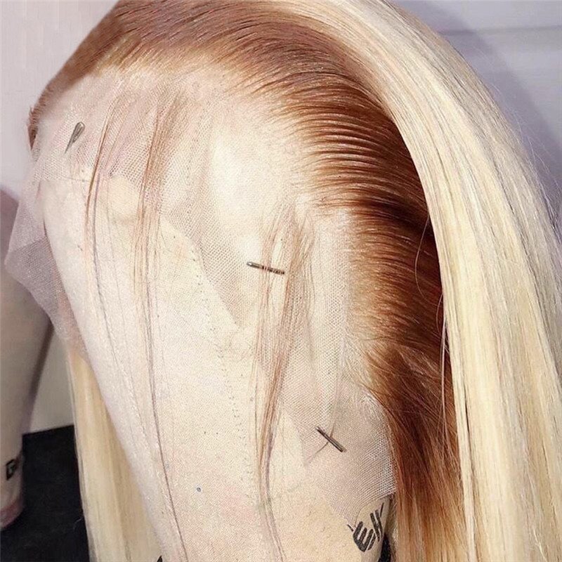 #4 613 Blonde Lace Frontal Wig With Baby Hair 150% Brazilian Remy 13x4 Lace Front Wig Ombre Straight Human Hair Wigs For Women - Image 3