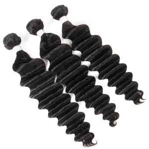 Brazilian Deep Wave Remy Hair Unprocessed Human Hair Bundles 3pcs with 13x4 Lace Frontal Closure Pre Plucked With Natural Baby Hair - Image 3