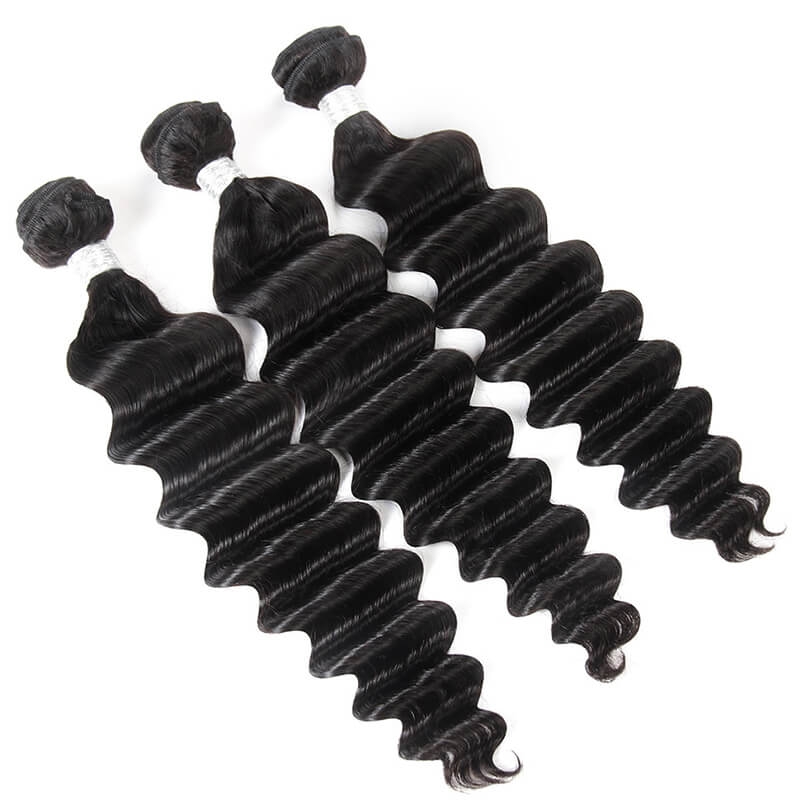 Brazilian Deep Wave Remy Hair Unprocessed Human Hair Bundles 3pcs with 13x4 Lace Frontal Closure Pre Plucked With Natural Baby Hair - Image 3