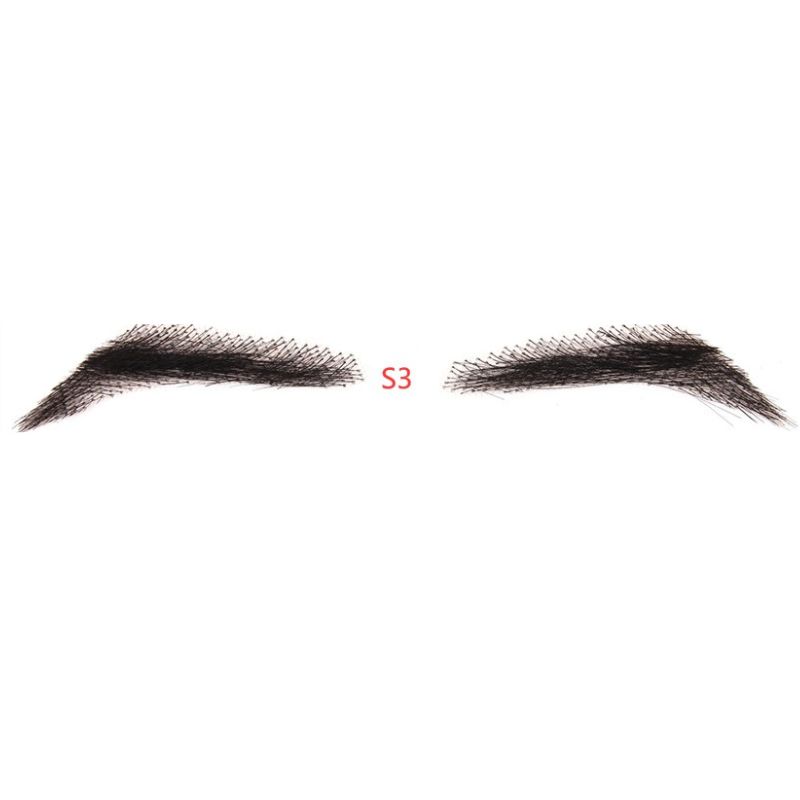 Fake Eyebrow Swiss Lace Invisible Eyebrows For Women and Men Black Color 100% Human Hair Full Hand Tied Eyebrow Hair - Image 9