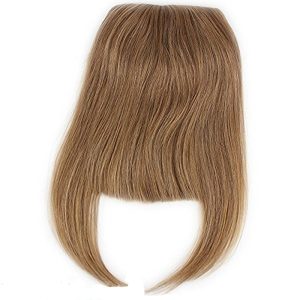 #8 Blonde Clip-in Front Hair Bangs Full Fringe Short Straight Hairpieces Brazilian Virgin Human Hair Extensions for women 6-8inch (#2) - Image 3
