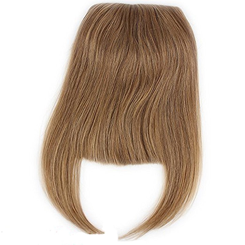 #8 Blonde Clip-in Front Hair Bangs Full Fringe Short Straight Hairpieces Brazilian Virgin Human Hair Extensions for women 6-8inch (#2) - Image 3