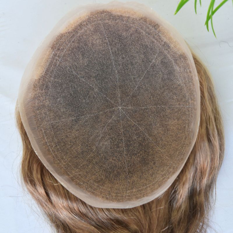Pwigs Full French Lace Men's Toupee 4 mix 27 mix 613 Color 100% European Human Hair Toupee For Men 8 x10 Inch Lace Mens Wigs Hair System - Image 9