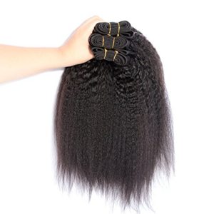 Kinky Straight Hair Bundles with Lace Closure, Yaki Straight Hair Weave Hair Human Lace Closure Human Hair - Image 4