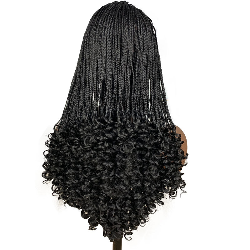 24" Braided Wigs Synthetic 13X3" Lace Front Wig With Baby Hair Cornrow Braid Wig With Curls For Black Women Curly Wigs - Image 5