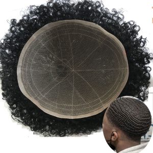 Mens Wigs Human Hair Curly Man Unit 8x10inch Afro Curl Toupee for Black Men Swiss Lace Hair System 360 Weave Men Toupee Hair Wig - Image 3