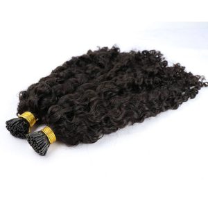 Mongolian Kinky Curly I Tip Microlinks Human Hair Extensions For Black Women Virgin Hair Bulk Hair Natural Black Pwigs - Image 5