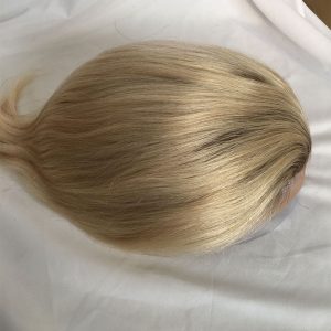 100%Human Hair WigsToupee for Men Hair Pieces Men's Toupee Super Thin Mono Lace with PU Around Ombre Blonde 60 Color10" x 8" Toupee - Image 13