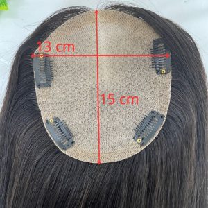 Natural Black Silk Base Human Hair Topper With Clips In Silk Top Virgin European Hair Toupee for Women Hairpiece 13X15cm Silk Base Closure Toupee for Woman - Image 6