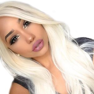 Color #60 Straight Brazilian Human Hair Lace Wigs 130% Density Bleached Knots With Natural Baby Hair Pre Pluched Hair Line For Women