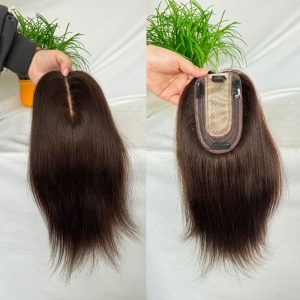 Brown 7x13cm Silk Base Human Hair Topper With Clips In Silk Top 100%  Cambodian Human  HairToupee for Women Hairpiece - Image 4