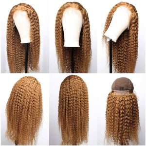 #27 Colored Curly Human Hair Wig Cap Pre-Plucked 13*4 Hd Lace Front Wigs For Black Women - Image 4