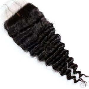 Brazilian Remy Hair Deep Wave Silk Base Closure 4x4 Human Hair Free Middle 3 Part Silk Lace Closure 16inch - Image 2