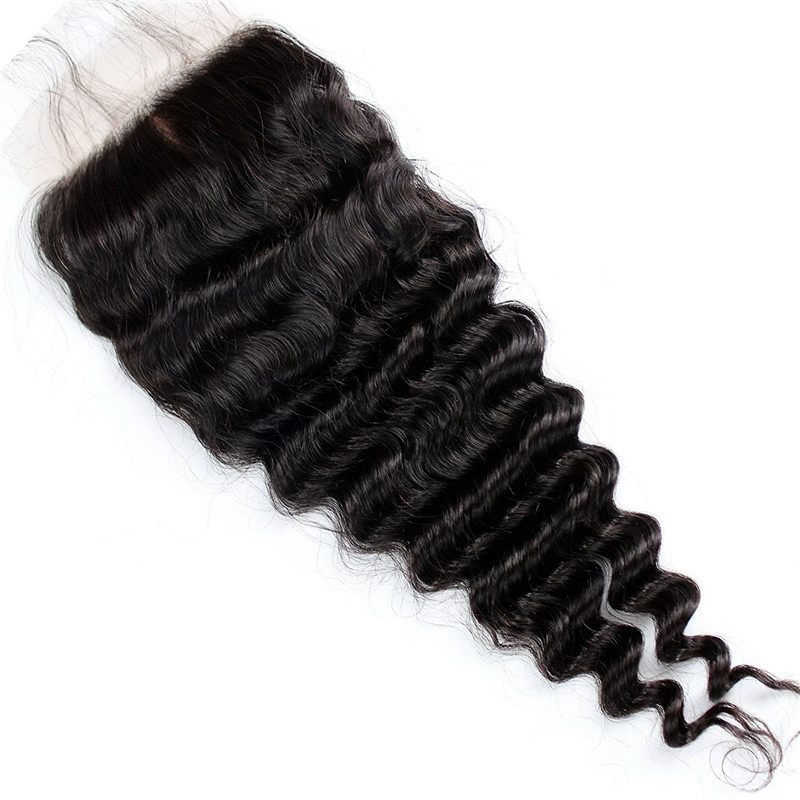 Brazilian Remy Hair Deep Wave Silk Base Closure 4x4 Human Hair Free Middle 3 Part Silk Lace Closure 16inch - Image 2