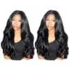 Nice Hair Body Wave Hair 360 Lace Wigs Brazilian Human Hair Wigs 200% Density Bleached Knots Baby Hair Around Pre-Plucked