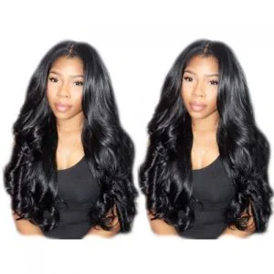 Nice Hair Body Wave Hair 360 Lace Wigs Brazilian Human Hair Wigs 200% Density Bleached Knots Baby Hair Around Pre-Plucked