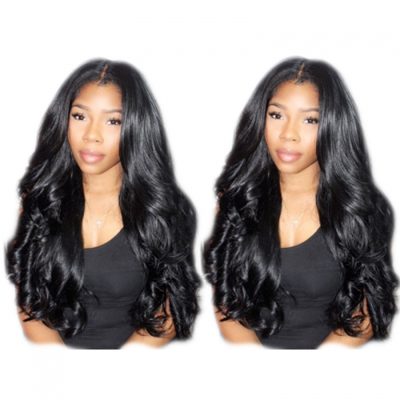 Nice Hair Body Wave Hair 360 Lace Wigs Brazilian Human Hair Wigs 200% Density Bleached Knots Baby Hair Around Pre-Plucked