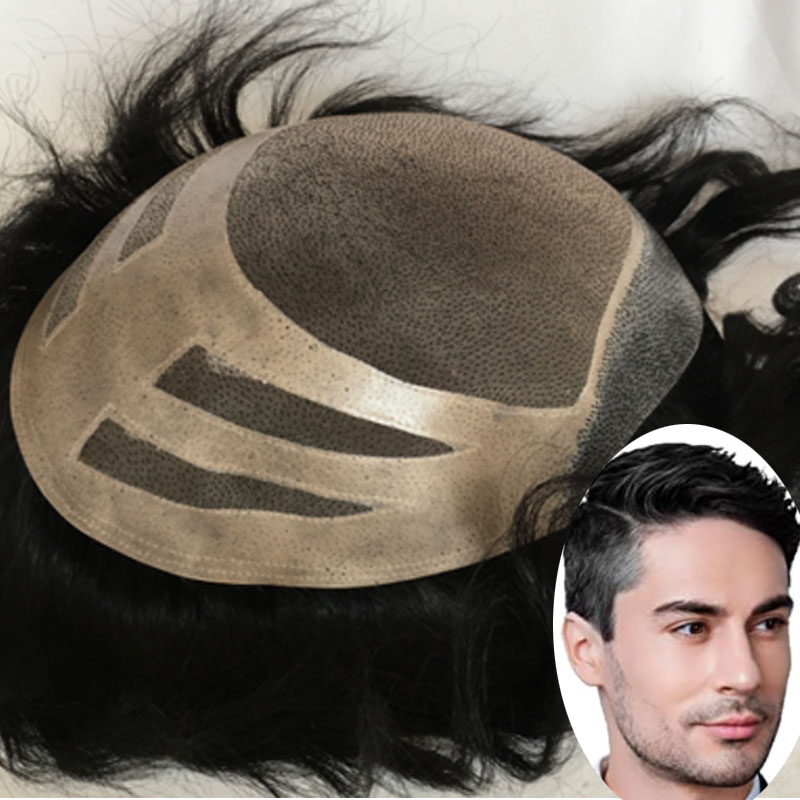 Toupee For Man's Hair Replacement System Wigs With Soft Thin 10"X 8" Mono Lace Hairpiece 90% #5 Brown Human Hair Mixed 10% Grey Hair - Image 24