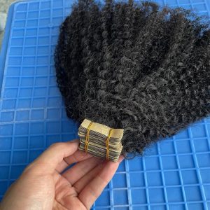 Afro Kinky Curly Brazilian Human Hair Tape In Hair Extensions Brazilian Remy Tape Hair 40pcs/Bundle  For Black Women Skin Weft Tape Glue In Hair Extensions - Image 5
