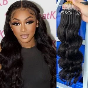 Body Wave Micro Loop I Tip Hair Extensions 100%Human Hair Non-Remy Human Hair Extensions1B#