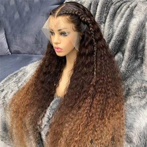 Honey Blonde Brown 13x4 Lace Front Human Hair Wigs Long Curly Brazilian Lace Front Wigs For Women