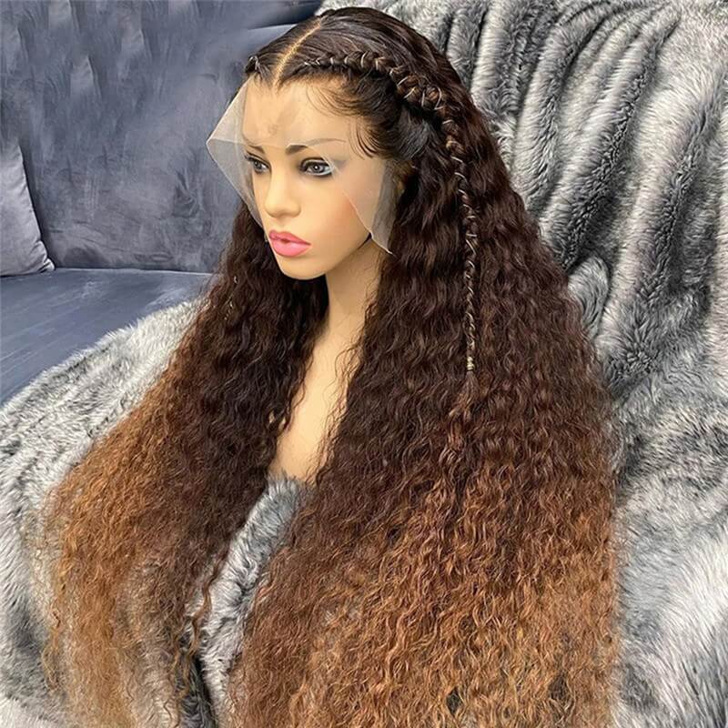 Honey Blonde Brown 13x4 Lace Front Human Hair Wigs Long Curly Brazilian Lace Front Wigs For Women