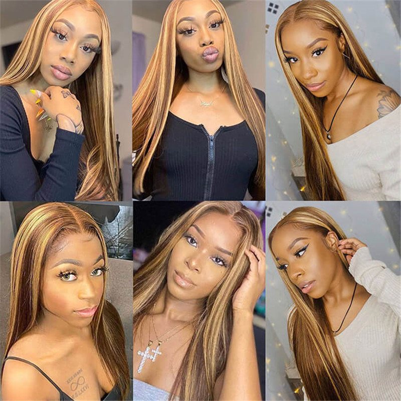 4/27 Highlight Hd Lace Front Wigs Ombre Oreo Straight Human Hair Pre Plucked Natural Hairline - Image 6