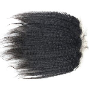 13x6 Full Lace Frontal Closure Kinky Straight Ear to Ear Free Part Unprocessed Mongolian Human Hair Extensions With Baby Hair Bleached Knots - Image 5