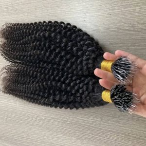 Kinky Curly Nano  Human Hair Extensions Hair Plastic Tip Keratin Nano Hair Extensions Brazilian Virgin Hair  Extensions Nano Human Hair Extensions - Image 6