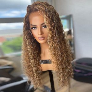 Deep Curly Highlight Hd Lace Front Human Hair Wigs Pre Plucked 13x4 Lace Front Wigs 150% - Image 2