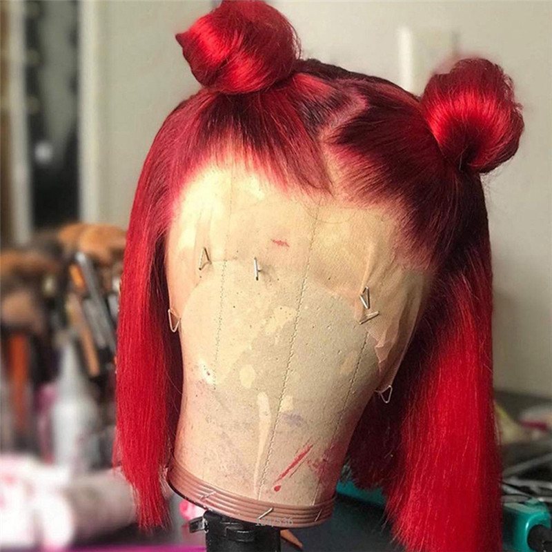 Red Colored Human Hair Wigs 150% Wig Brazlian Remy 13x4 Lace Front Human Hair Wigs For Black Women Pre Plucked Red Wig - Image 3