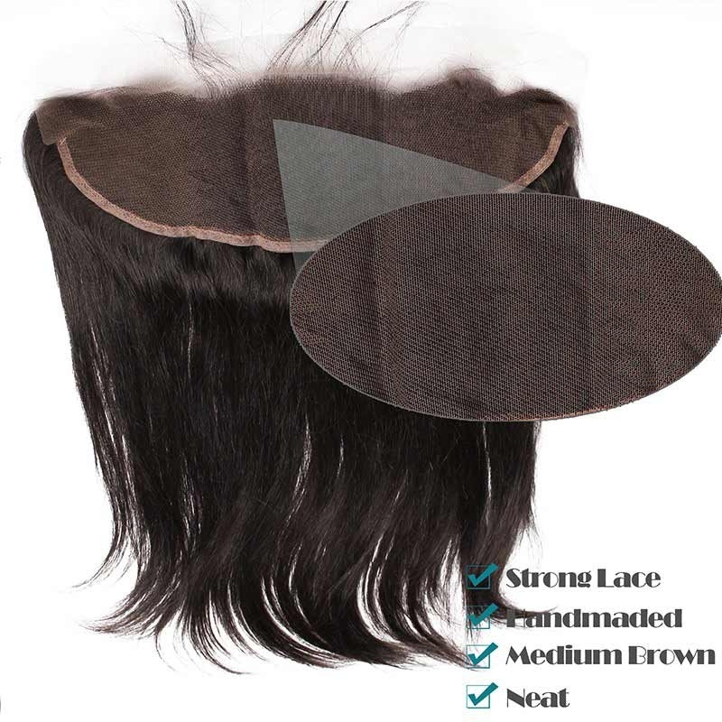 Ear To Ear Lace Frontal Closure Hairstyles 13x4inchs Silk Straight Brazalian Remy Hair Natural Color - Image 2