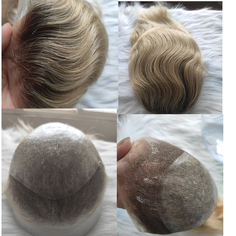 Pwigs Toupee for Men European Human Hair Swiss Lace Front Natural Hairline Hair Pieces 0.08mm Thin Skin PU V-looped Men's Hair Replacement System 8x10 - Image 5