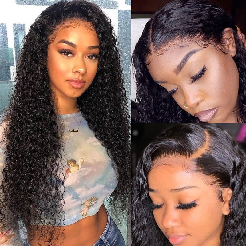 Kinky Curly 4X4 Hd Lace Closure Wig Glueless Human Hair Lace Wig 150% Density For Sale