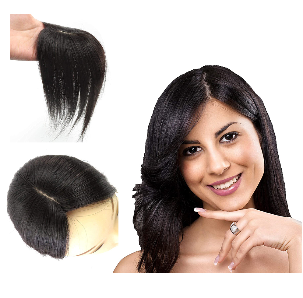 Hair Piece Extensions Crown Toppers Solid Color 100% Human Hair Natural 1B Color Remy Human Hair Clip In Hair For Women Toupees - Image 7