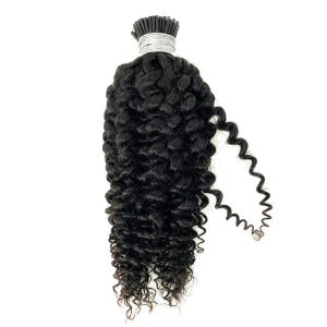 Alternative view of Raw Indian Hair I-Tips Ponytails Human Hair Extensions Remy 3B 3C Afro Kinky Curly Hair I Tips