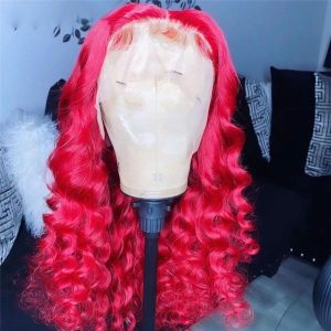 Loose Wave Red Colored Human Hair Wigs For Women Brazilian Remy Hair Wigs Pre Plucked Red Ombre Lace Front Wig Light Brown Wigs