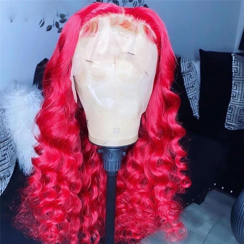 Loose Wave Red Colored Human Hair Wigs For Women Brazilian Remy Hair Wigs Pre Plucked Red Ombre Lace Front Wig Light Brown Wigs