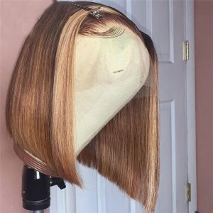 Straight Bob Wig Highlight Wig Human Hair Brazilian Lace Front Human Hair Wigs for Women Honey Blonde Colored Human Hair Wigs - Image 2