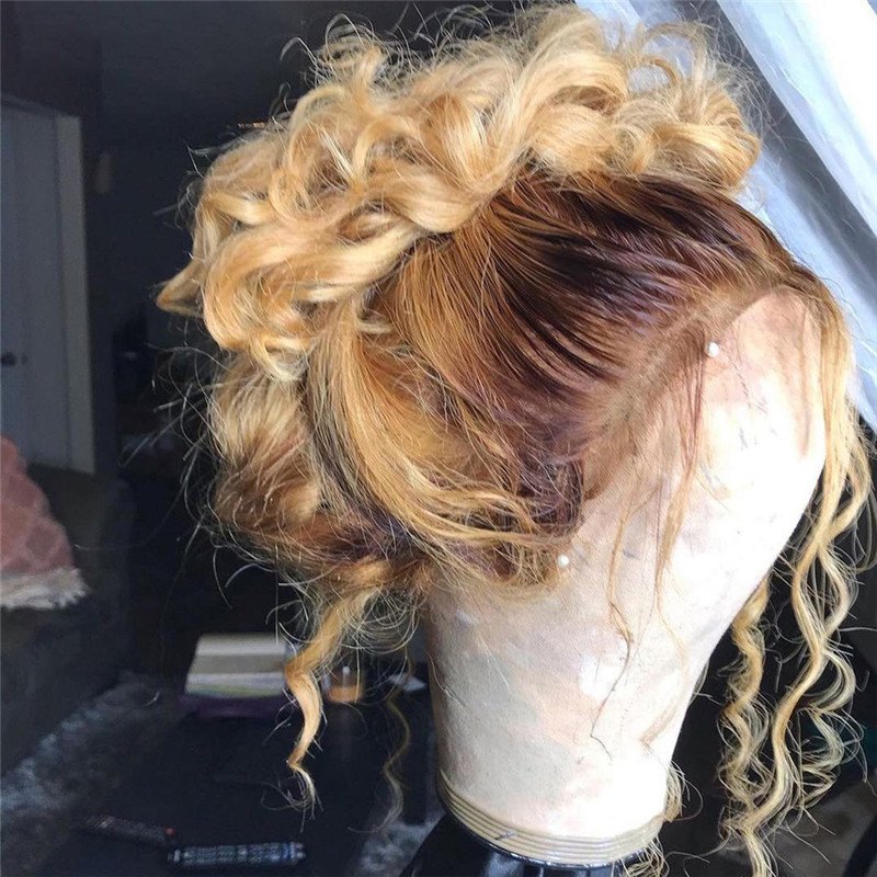 Loose Wave 13x4 Highlighted Lace Frontal Wig Brazilian Remy 4/27 Honey Blonde Lace Front Wigs Highlight Colored Human Hair Wigs - Image 2