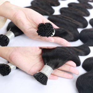 Body Wave I Tip Human Hair Extensions Microlinks Brazilian Virgin Hair Bulk 100% Human Hair Natural Black For Women Pwigs - Image 2