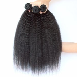 Kinky Straight Brazilian Remy Hair Honey Products Human Hair Weave Bundles Natural Color Coarse Yaki Hair Weaving (1 PC) - Image 3
