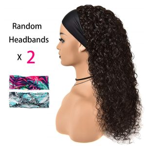 HeadBand Wig Curly Human Hair Wigs for Black Women Brazilian 10A Human Hair None Lace Front Water Wave Wigs Machine Made Wigs Natural Color - Image 5